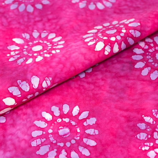 SINGER Batik Medium Violet Red Sunflower Cotton Fabric
